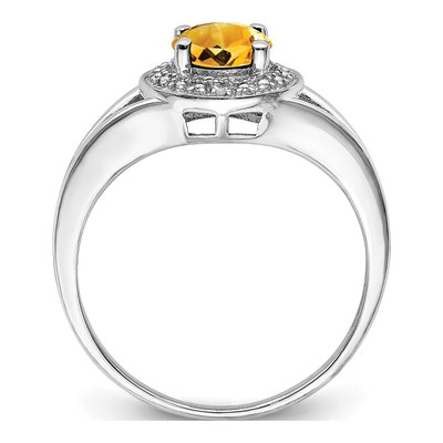Sterling Silver Citrine & Diamond Ring – view 3