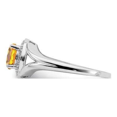 Sterling Silver Citrine & Diamond Ring – view 4