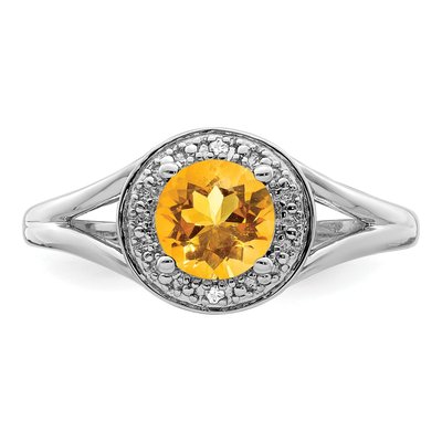 Sterling Silver Citrine & Diamond Ring – view 5