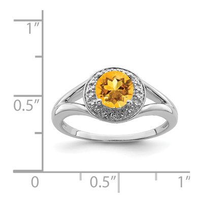 Sterling Silver Citrine & Diamond Ring – view 6