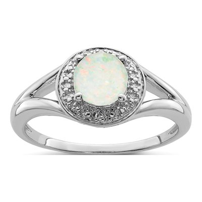 Sterling Silver Diamond Birthstone Ring