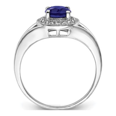 Sterling Silver Lab-Created Sapphire & Diamond Ring – view 3