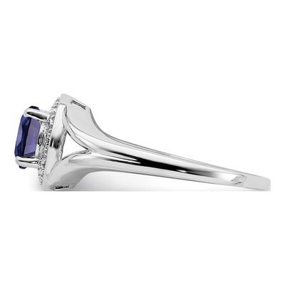 Sterling Silver Lab-Created Sapphire & Diamond Ring – view 4