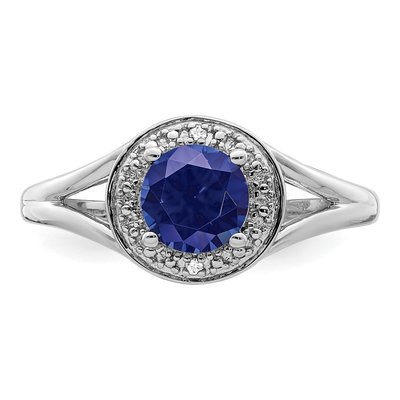 Sterling Silver Lab-Created Sapphire & Diamond Ring – view 5