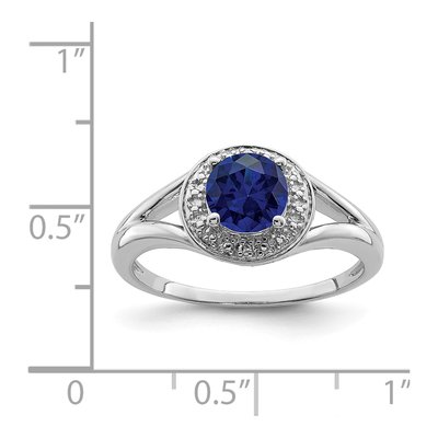 Sterling Silver Lab-Created Sapphire & Diamond Ring – view 6