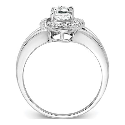 Sterling Silver White Topaz & Diamond Ring – view 2