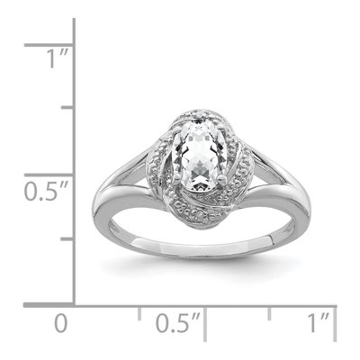 Sterling Silver White Topaz & Diamond Ring – view 3