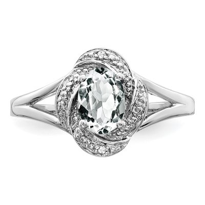Sterling Silver White Topaz & Diamond Ring – view 5