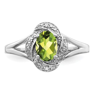 Sterling Silver Peridot & Diamond Ring – view 5
