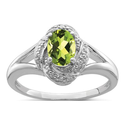 Sterling Silver Peridot & Diamond Ring