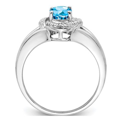 Sterling Silver Swiss Blue Topaz & Diamond Ring – view 2