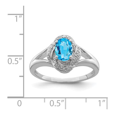 Sterling Silver Swiss Blue Topaz & Diamond Ring – view 3
