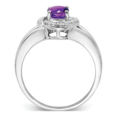 Sterling Silver Amethyst & Diamond Ring – view 2