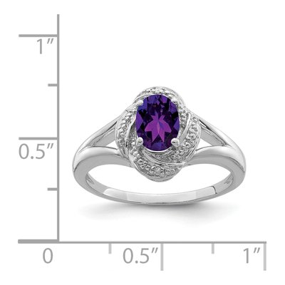Sterling Silver Amethyst & Diamond Ring – view 3