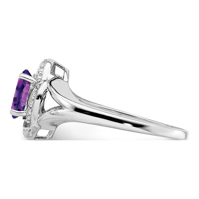 Sterling Silver Amethyst & Diamond Ring – view 4