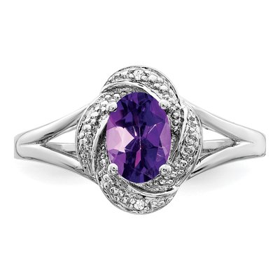 Sterling Silver Amethyst & Diamond Ring – view 5