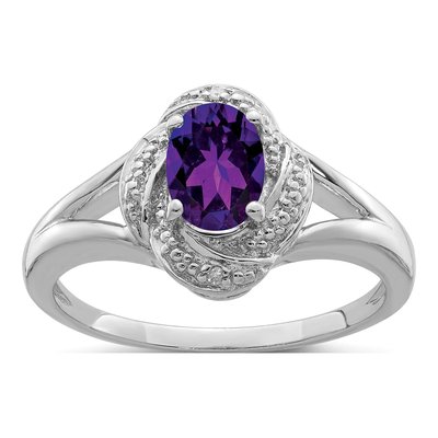 Sterling Silver Amethyst & Diamond Ring