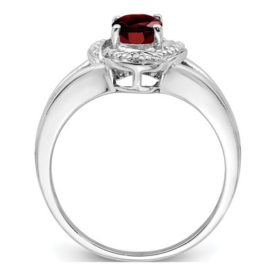 Sterling Silver Garnet & Diamond Ring – view 2