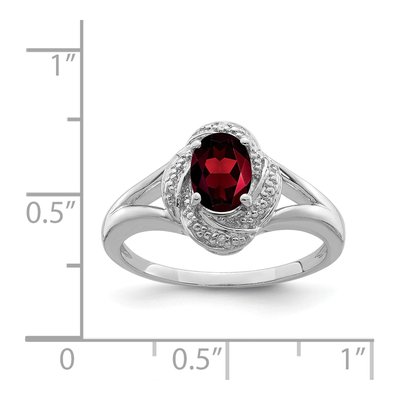 Sterling Silver Garnet & Diamond Ring – view 3