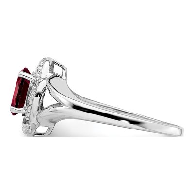 Sterling Silver Garnet & Diamond Ring – view 4