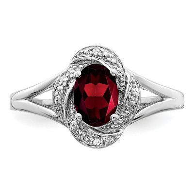 Sterling Silver Garnet & Diamond Ring – view 5