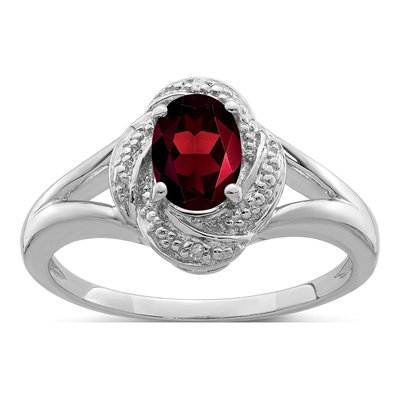 Sterling Silver Garnet & Diamond Ring