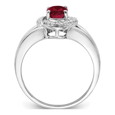 Sterling Silver Lab-Created Ruby & Diamond Ring – view 3