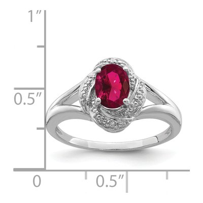 Sterling Silver Lab-Created Ruby & Diamond Ring – view 4