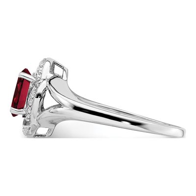Sterling Silver Lab-Created Ruby & Diamond Ring – view 5