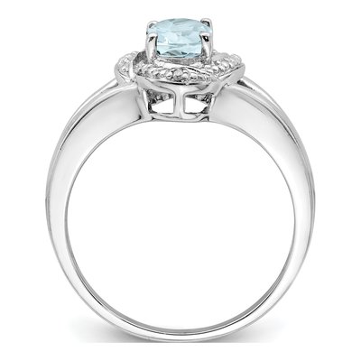 Sterling Silver Aquamarine & Diamond Ring – view 3