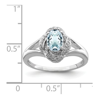 Sterling Silver Aquamarine & Diamond Ring – view 4