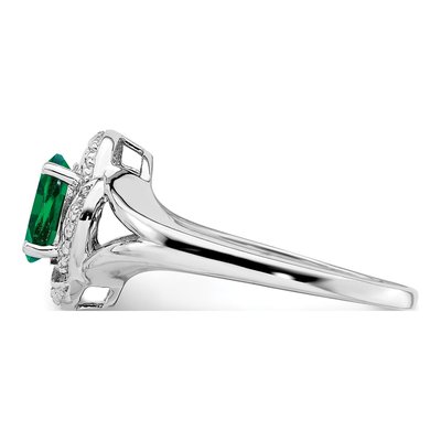 Sterling Silver Lab-Created Emerald & Diamond Ring – view 4