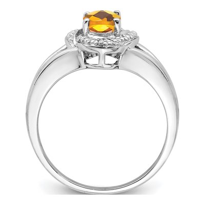 Sterling Silver Citrine & Diamond Ring – view 2