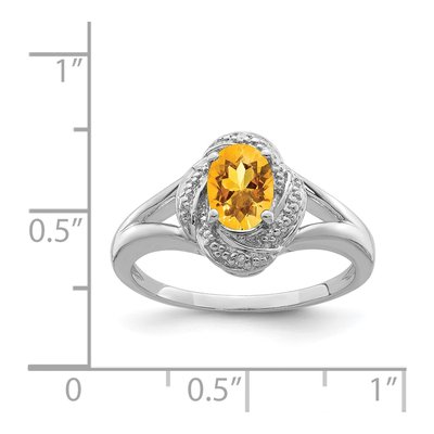 Sterling Silver Citrine & Diamond Ring – view 3