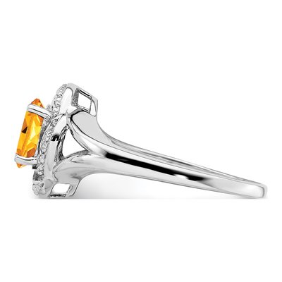 Sterling Silver Citrine & Diamond Ring – view 4