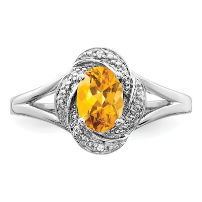 Sterling Silver Citrine & Diamond Ring – view 5