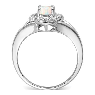 Sterling Silver Lab-Created Opal & Diamond Ring – view 2
