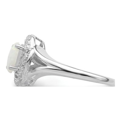 Sterling Silver Lab-Created Opal & Diamond Ring – view 3