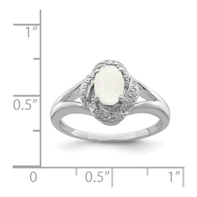 Sterling Silver Lab-Created Opal & Diamond Ring – view 4