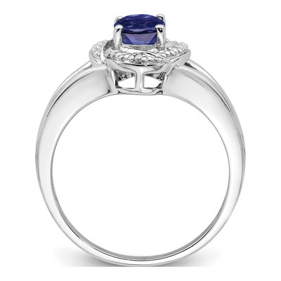 Sterling Silver Lab-Created Sapphire & Diamond Ring – view 2