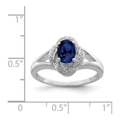Sterling Silver Lab-Created Sapphire & Diamond Ring – view 3