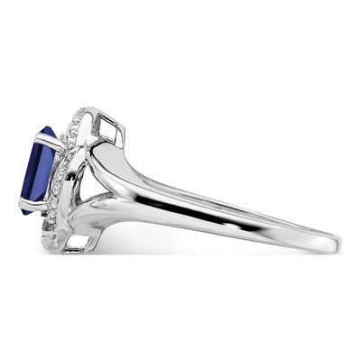 Sterling Silver Lab-Created Sapphire & Diamond Ring – view 4