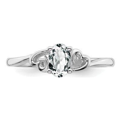 Sterling Silver White Topaz Heart Ring – view 6