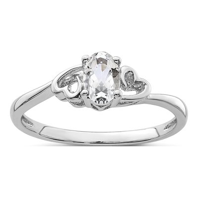 Sterling Silver White Topaz Heart Ring