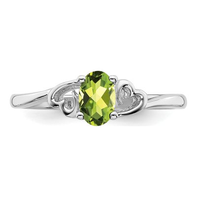 Sterling Silver Peridot Heart Ring – view 6