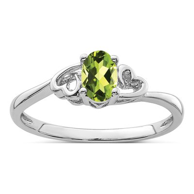 Sterling Silver Peridot Heart Ring
