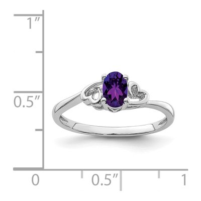 Sterling Silver Amethyst Heart Ring – view 4