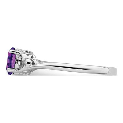 Sterling Silver Amethyst Heart Ring – view 5