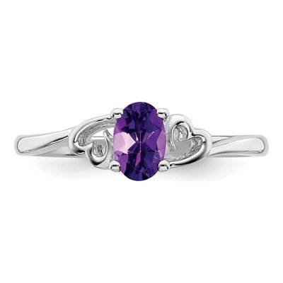 Sterling Silver Amethyst Heart Ring – view 6