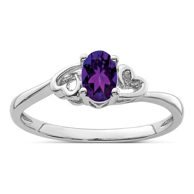 Sterling Silver Amethyst Heart Ring